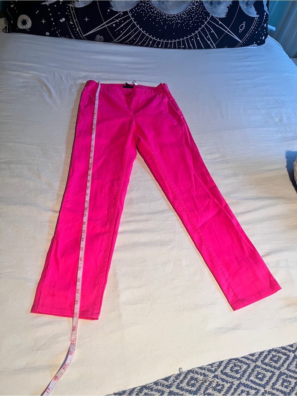 H&M Slim Ponte Ankle Pants with side Waist Zipper in Bright Pink